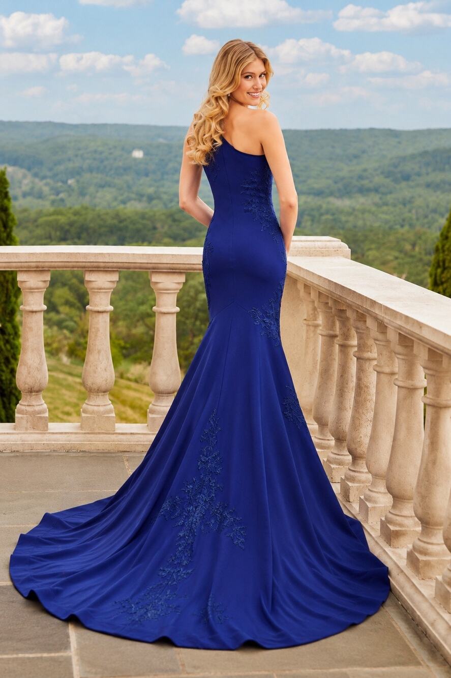 MGNY Morilee 72526 Sapphire Mermaid Gown NWOT with Matching Shawl